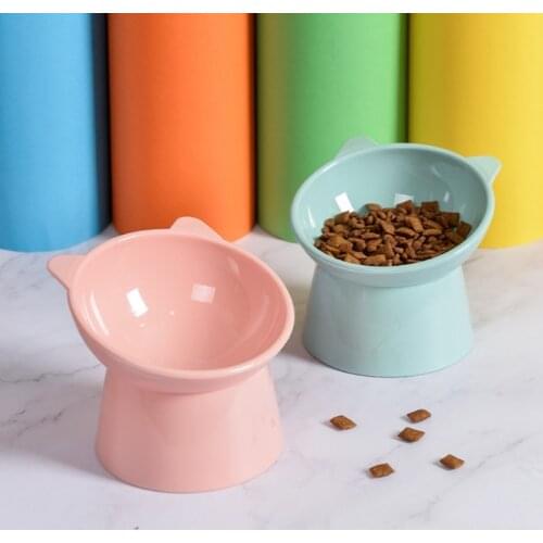 Cats Dogs Bowl 45 Degrees Tilted Food Feeding Container Non-slip Base Pet Water Feeder Safeguard Neck Pet Puppy Kitten Utensils