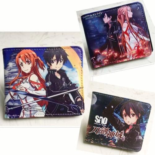 Anime Sword Art Online SAO Kirito Asuna Wallet Fashion PU Leather Purse Cosplay Short Wallets Gift