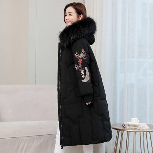 Plus Size 5XL Long Winter Jacket Parker Women Down Cotton Coat New Thicke Warm Embroidery High Quality Cotton Padded Jacket Coat
