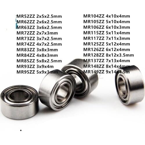 10pcs MR Series MR52ZZ To MR149ZZ Miniature Model Bearing Metal Shielded Ball Bearings
