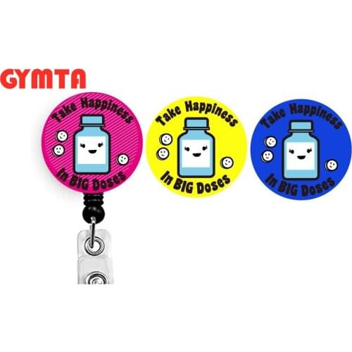 Cute Cartoon Nurse Badge Reel with Metal Clip - Funny Lovely Retractable Name Card ID Badge Holder
