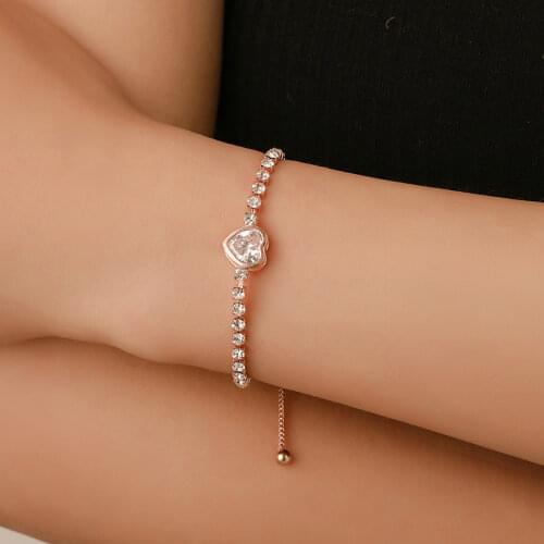 Fashion Zircon Heart Round Charms Bracelet Small Fresh Bracelets For Women Simple Crystal Bracelets & Bangles Jewelry A287