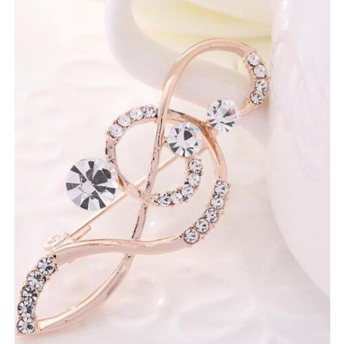 New Korean Fashion Elegant Notes With Rhinestone Brooch Men And Women Suit Brooch Silk Scarf Buckle Sweater Brooch Coat Pin