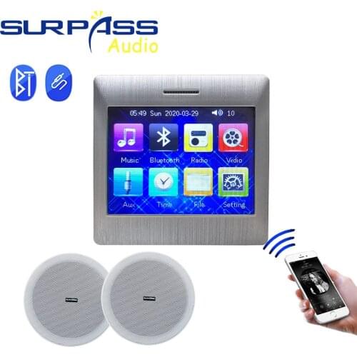 Smart Home Music System Loadspeaker Mini 4inch Bluetooth Wall Amplifier Ceiling Speaker With FM Radio AUX USB TF Card Function