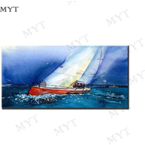MYT No Framed Ocean Boat Handed Painting Oil Painting On Canvas Oil Painting For Living Room Home Wall Art Picture Home Decor