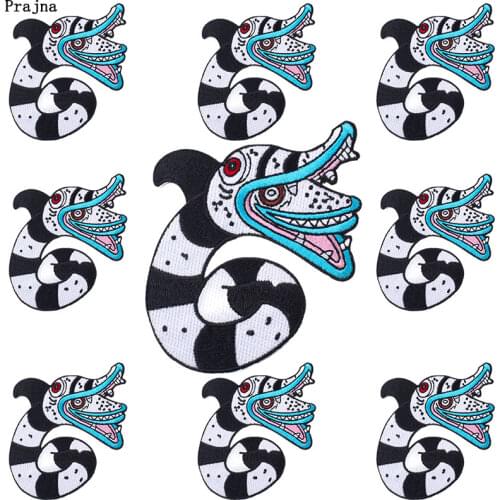 Prajna 10 PCS Wholesale Punk Skull Patch Hippie Snake Patches On Jacket Clothnes Iron On Patches For Clothing Punk Badges DIY