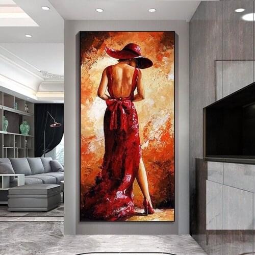 Canvas Paintings Poster and Prints Pop Art Red Dress Sexy Women Wall Art Pictures Cuadros for Living Room Decor Home Decoration