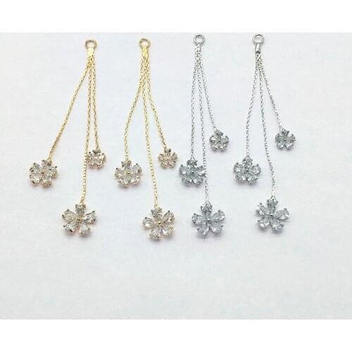 New arrival! 75x10mm 10pcs Plating Real gold Zircon/Chain Charm For Earring DIY parts,Jewelry Accessories Findings & Component