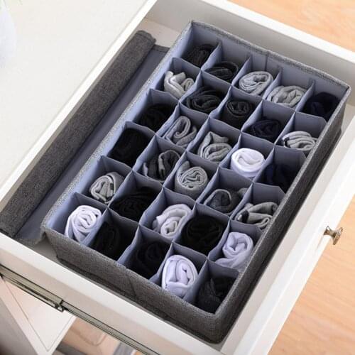 30 Grids Ties Socks Underwear Divider Wardrobe Organizer Storage Box with Lid