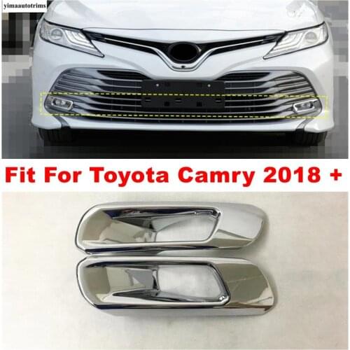 Front Fog Lights Lamps Frame Decoration Cover Trim Fit For Toyota Camry XV70 2018 2019 2020 2021 ABS Chrome Exterior Refit Kit