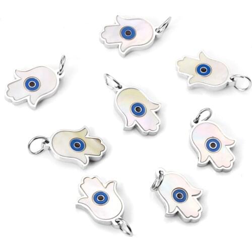 ASON 10pcs/Lot Silver Color Stainless Steel Heart Pendant with Hole Bracelet Necklace Charm for DIY Jewelry Making Accessories