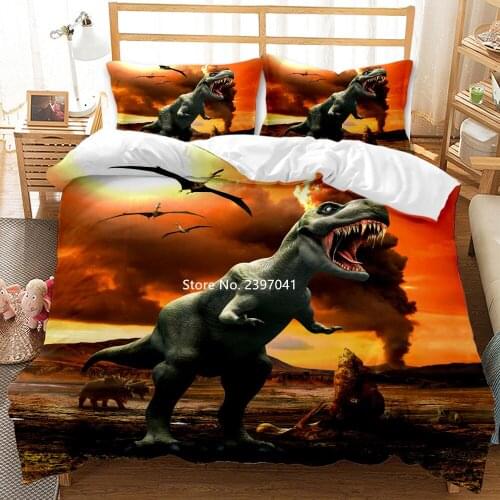 HD Digital Print Giant Dinosaur Bedding Adult Children Quilts Pillowcase Queen King Full Size Bedroom Decoration Home Textile