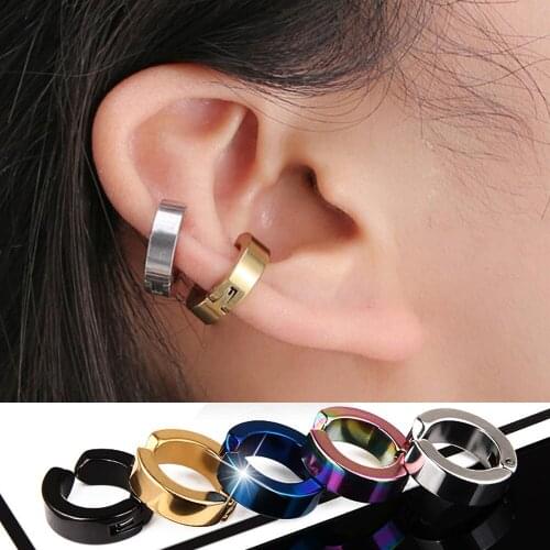 Clip-on Fake Stainless Steel Earrings No Pierced Non-piercing Earcuff Ear Clip Earrings Without Piercing Street Pop Punk Jewelry