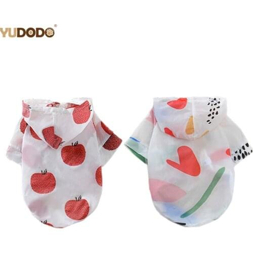Sunproof Small Dog Clothes Summer Sun Protection Hoodie Dogs Rain Coat Print Poncho Pet Clothing For Chihuahua Teddy