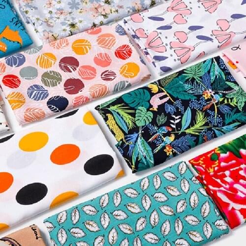 Thin Cartoon Floral Polka Print Rayon Cotton Summer Fabric DIY For Sewing Children Clothes Dolls Pant Handmade Material 50x145CM