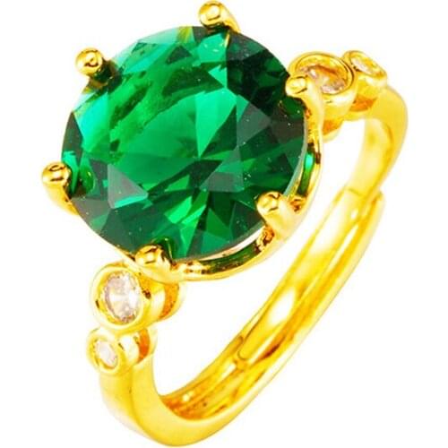 Vintage 24K Gold Color Luxury Big Rhinestone Wedding Rings for Bridal Women Engagement African Finger Birthday Gift Jewelry