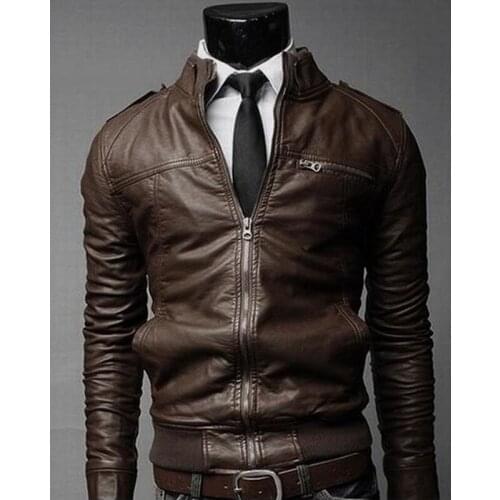 Foreign trade short section Slim men 's collar collar casual locomotive leather jacket men