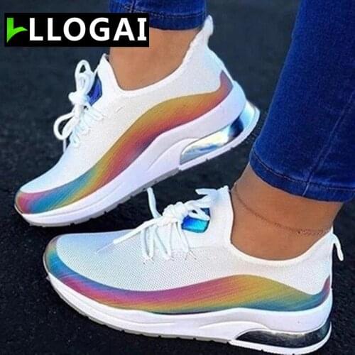 Mesh Womens Chunky Casual Sneakers Fashion Women Platform Lace Up Sneakers Vulcanize Shoes Womens Female Trainers Girls Shoes