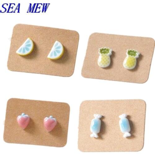 SEA MEW Fashion Ceramic Stud Earrings Healthy Stainless Steel Needle Ceramic Earrings For Women Girl , About 8mm
