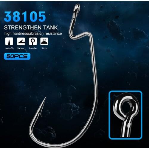 100pcs/lot Fishing Hook 1/0-5/0# Series Hook Black Color Jig Big Fish hook Bass