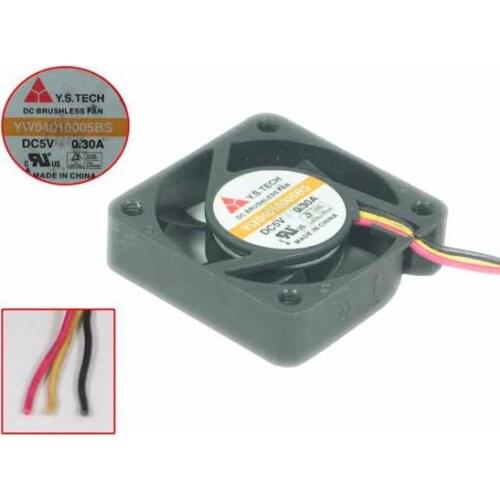 Y.S TECH YW04010005BS DC 5V0.30A 40x40x10mm 3-Wire Server Cooling Fan