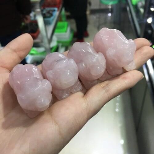 30g cute natural rose quartz pink crystal hand carved pet pig Reiki healing crystals 1pcs