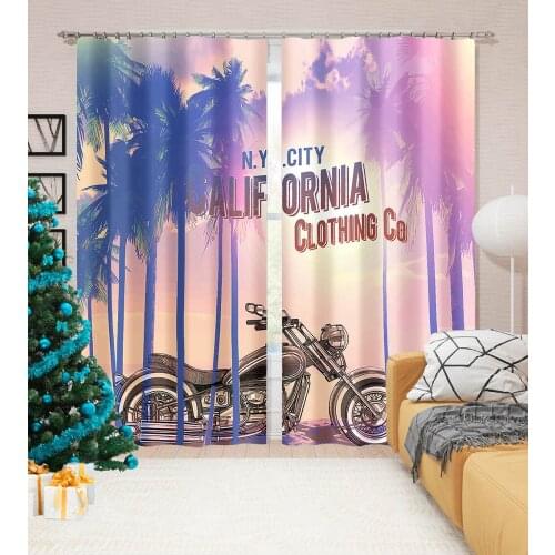 3D Printing Beach Style Locomotive City Printing Printing Bedroom Living Room Blackout Curtain Set Bedroom with Hook Accessories