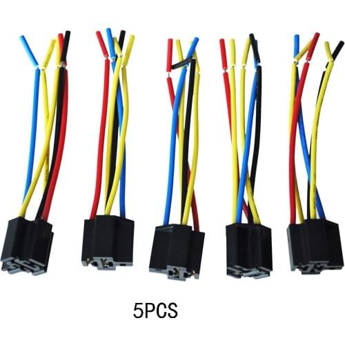 5pcs Professional Durable Connector Practical High Temperature Resistant For Car Five Pins Harness Waterproof Cable Relay Socket