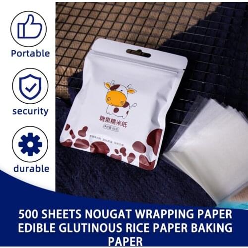 500 Sheets Nougat Wrapping Paper Edible Glutinous Rice Paper Baking Candy Paper Candy Wrapper Transparent Paper