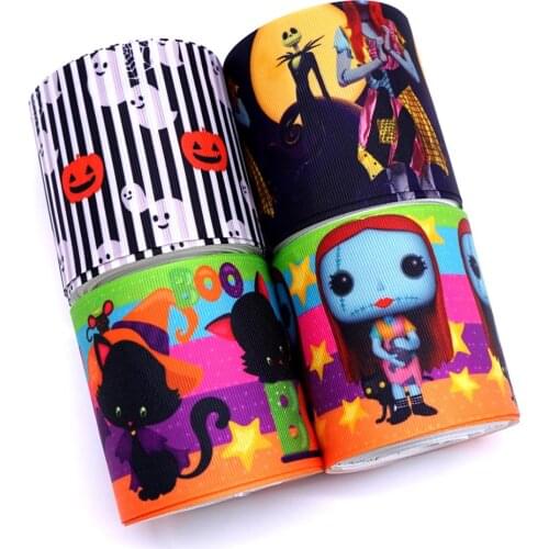 Free shipping 50 yard per size halloween ribbon printed grosgrain ribbon 31252
