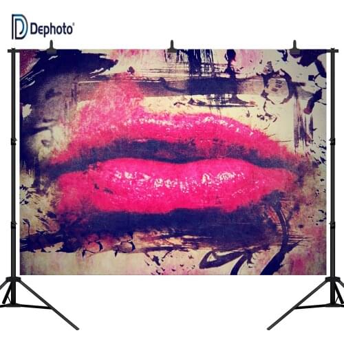 DePhoto Graffiti Red Lip Kiss for 80s 90s Party Seamless Vinyl Photography Backdrop Photo Background Studio Prop PGT122