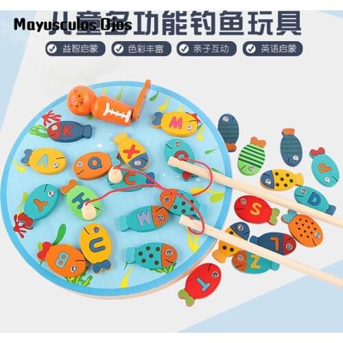 Childrens Fishing Toys For Girls And Boys Wooden Fishing Magnetic 3-6 Years Old Early Childhood Fishing Toys