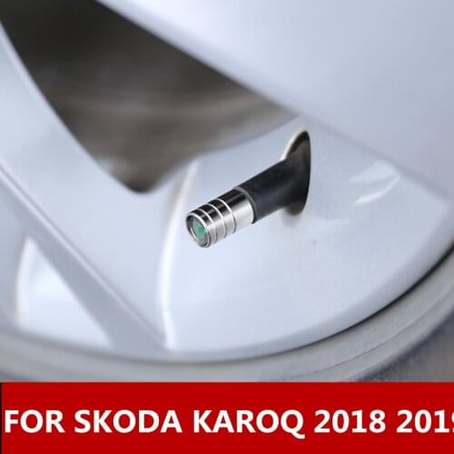For SKODA KAROQ 2018 2019 Car-styling Case Tire Valve Core Cap Stainless Steel Silver Auto Accessories