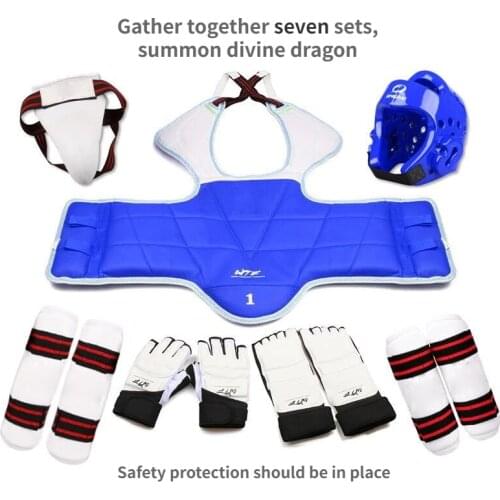 Taekwondo Chest Protector WTF Palm Glvoes Karate Helmet Adults Kids Children Jockstrap Body Guard Training Set Sparring Gear
