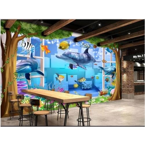 Custom photo wallpaper for walls 3 d murals Dream window sea dolphin childrens room background wall painting decoration