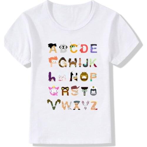 Boys T-shirts girls tops childrens clothing alphabet printing summer cute round neck T-shirts children tops girls boys T-shirts