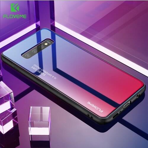 Floveme Gradient Case For Samsung A50 Case Tempered Glass Cover for Samsung Note 8 9 10 Plus S10 S10E S8 S9 S10 Plus Case Fundas
