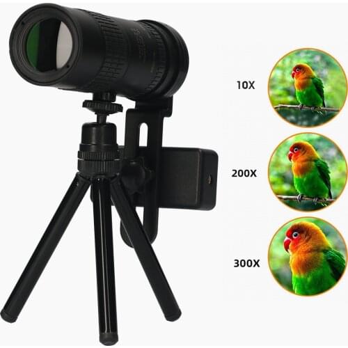 KKmoon 10X-300X Monocular Telescope Compact Telescope Multi-coated BAK4 Prism Monoculars with Phone Holder Tripod Carrying Bag