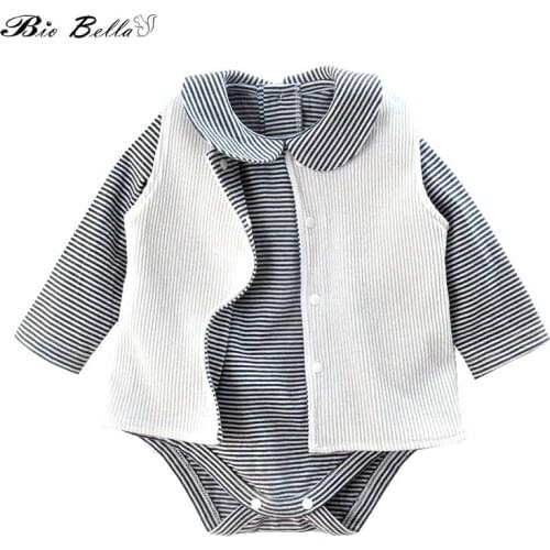Newborn Toddler Spring/Autumn Clothes Set Bodysuit+Vest 2Pcs Kids Baby Clothes Cotton High Quality Outfits Bebes Clothing