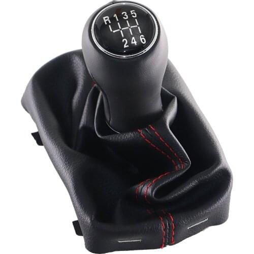 Red line Leather Car Shift Gear Knob Lever Gaitor Boot Cover For Audi A3 S3 8L 2001 - 2003 decoration accessories