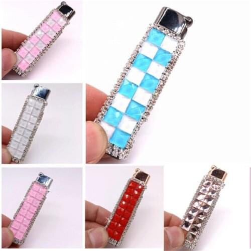 Creative New Style Diamond Personality Portable Ultra-thin Blue Flame Windproof Lady Lighter Cigarette Accessories Lady Gift