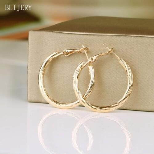 BLIJERY Gold Silver Color Small Round Hoop Earrings for Women Girls Twisty Circle Earrings Trendy Jewelry Boucles d'oreilles