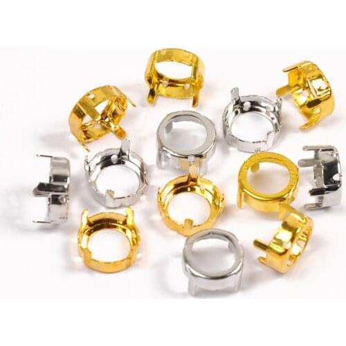 Round Rhinestones Claw Settings Silver Plating Aluminum Sewing Crystal Strass Jewelry Beads Base Pedestal