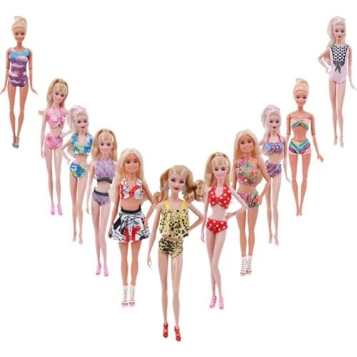 Doll Clothes Bikini With Floral Stripes Swimsuits For Barbies Doll Outfit Clothes Accessories Girls Toy Gift