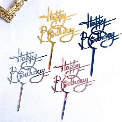 Best selling new acrylic creative English cake insert card happy birthday holiday party cake decoration wholesale sale