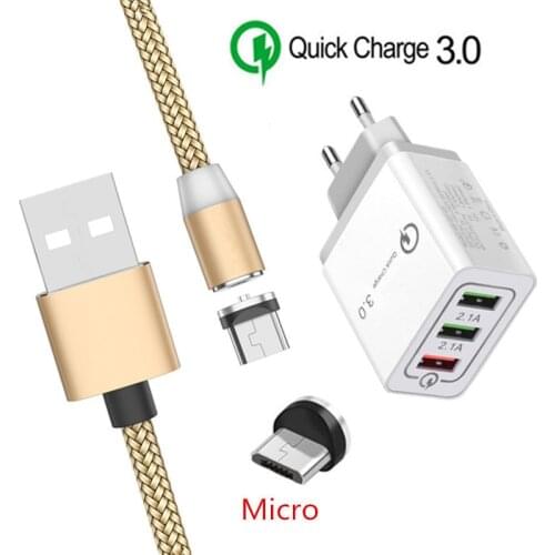 Magnetic Micro USB Cable For Samsung Galaxy J7 J5 J3 J4 Huawei Y5 Y6 LG G3 Stylo 3 Oppo A7 android Phone QC 3.0 USB Fast charger