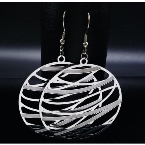 Fashion Stainless Steel Bohemian Earrings for Women Silver Color Big Dangle Earrings Jewelry boucle d oreille boheme E1540S02