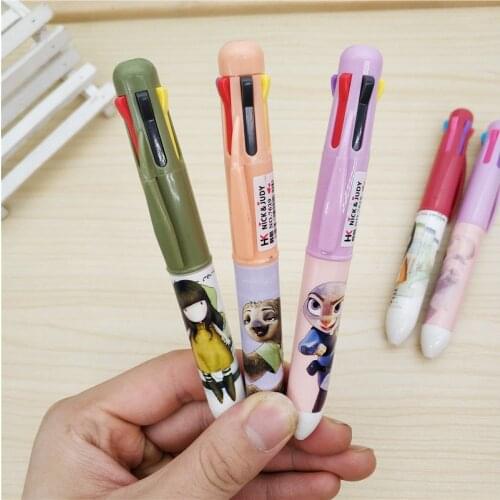 Cartoon Multicolor Ballpoint Pen Colored Pen Handbook Special Six-color Ballpoint Pen Cartoon Creative Note Ballpoint Pen