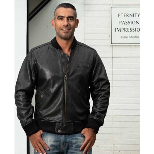 Mens Black Pilot Genuine Leather Brand Vinatge Real Thick Cowhide Jacket Autumn Winter Russian Baseball Suit