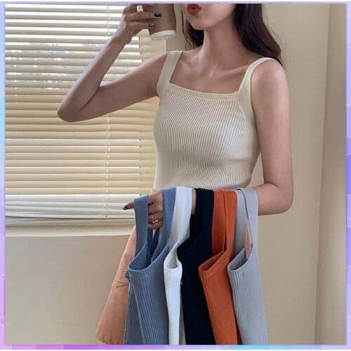 Sexy Solid Womens Tank Top Female Camis Shirt Sleeveless V neck Basic T-shirt knitted Tops Casual Loose Camisole Halter Vest